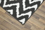Distressed Zig Zag Cinder Gray/White 7'6"x9'6" Indoor Area Rug